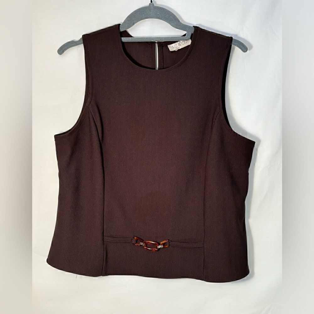 SC & CO Vintage brown faux belt tank top Size 12